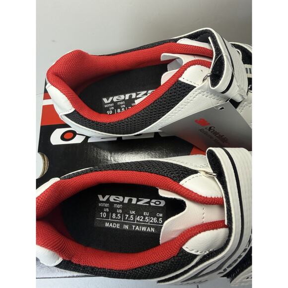 Venzo Men’s Road Cycling Shoes 3-Strap Closure Size 8.5 w/ Cleats Clips